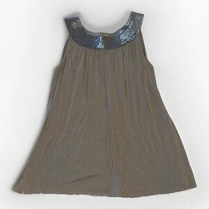 Express Women’s Sequin Tank Top Size S Y2K Silver Party Going Out Metallic